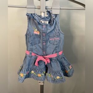 Baby Guess Denim Dress with Pink Accents embroidered Floral Size 6-9M